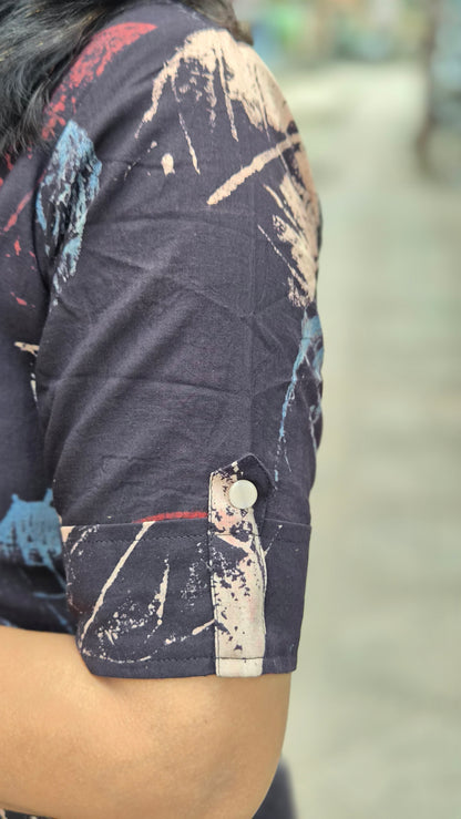 Black Handblock Ajrakh Cotton Kurta
