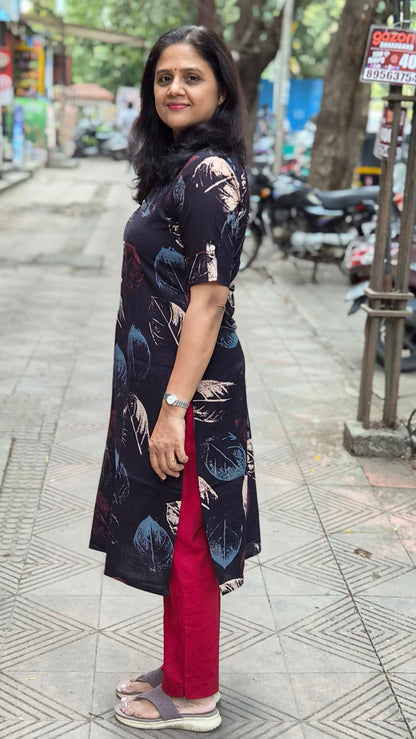 Black Handblock Ajrakh Cotton Kurta