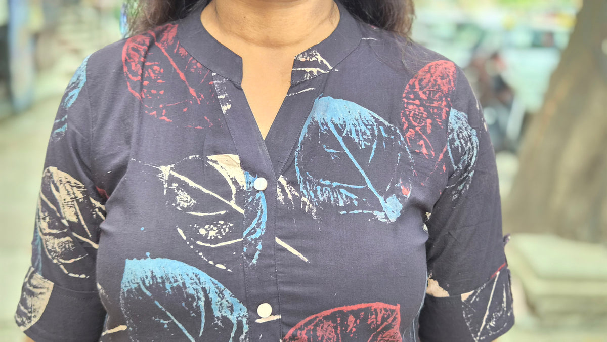 Black Handblock Ajrakh Cotton Kurta