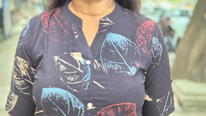 Black Handblock Ajrakh Cotton Kurta