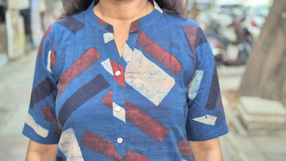 Indigo Handblock Ajrakh Cotton Kurta