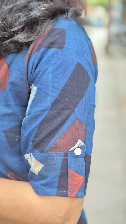 Indigo Handblock Ajrakh Cotton Kurta