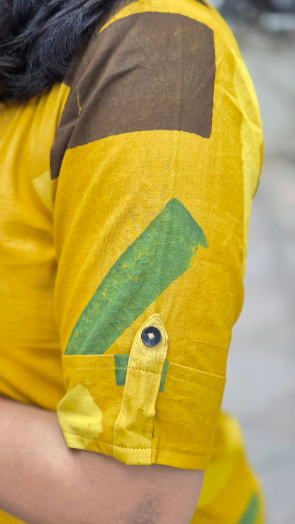 Mustard Handblock Ajrakh Cotton Kurta