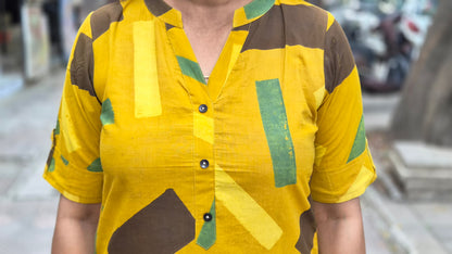 Mustard Handblock Ajrakh Cotton Kurta