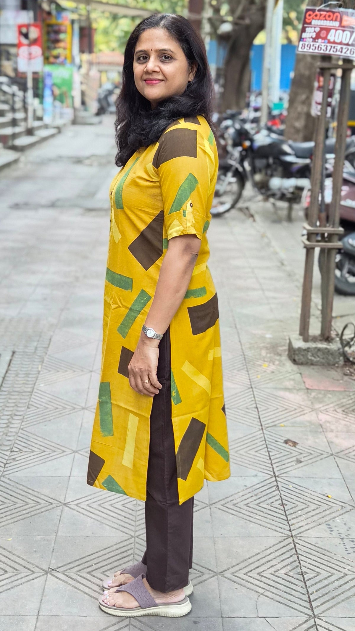 Mustard Handblock Ajrakh Cotton Kurta