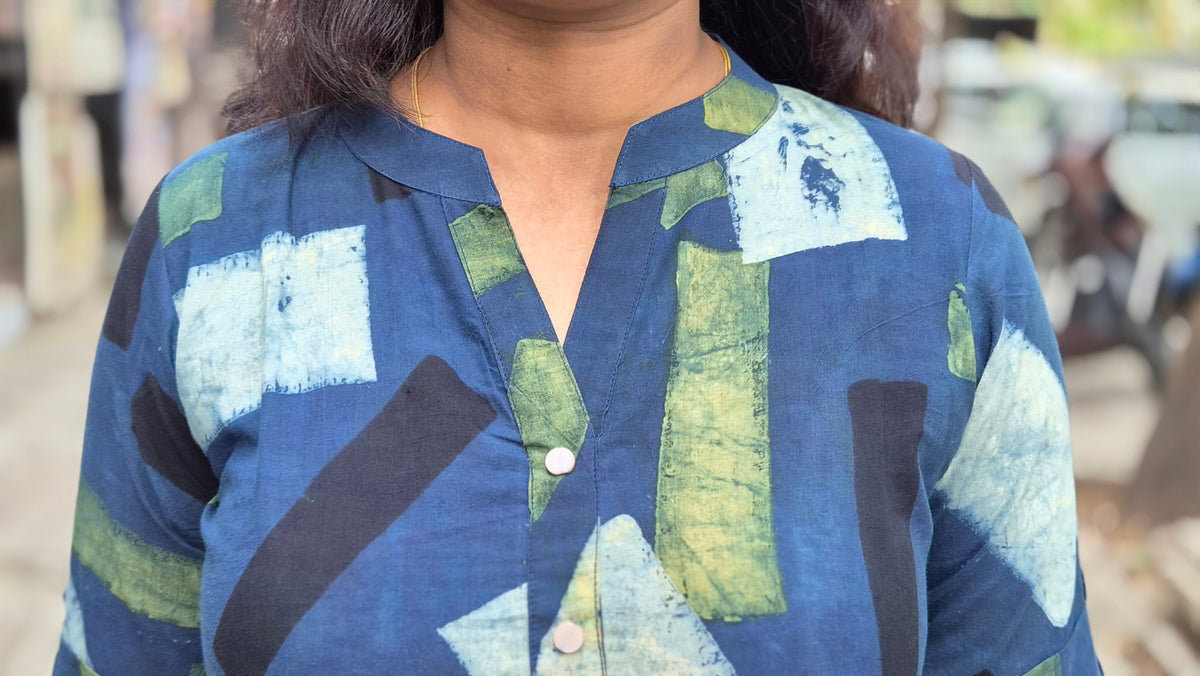 Indigo Handblock Ajrakh Cotton Kurta