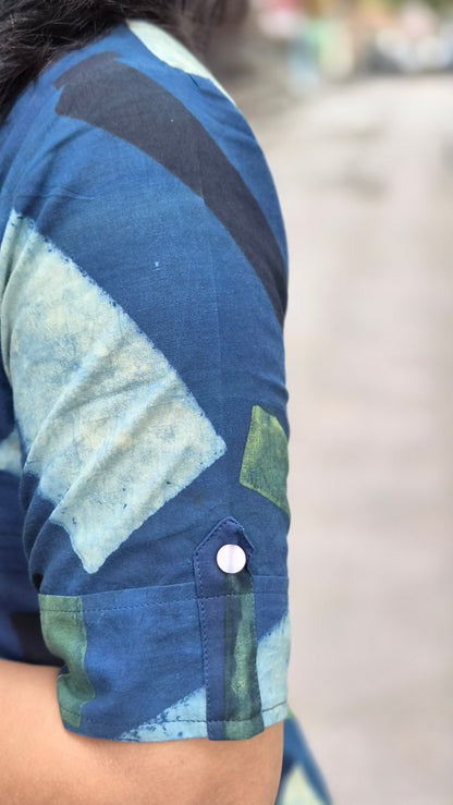 Indigo Handblock Ajrakh Cotton Kurta
