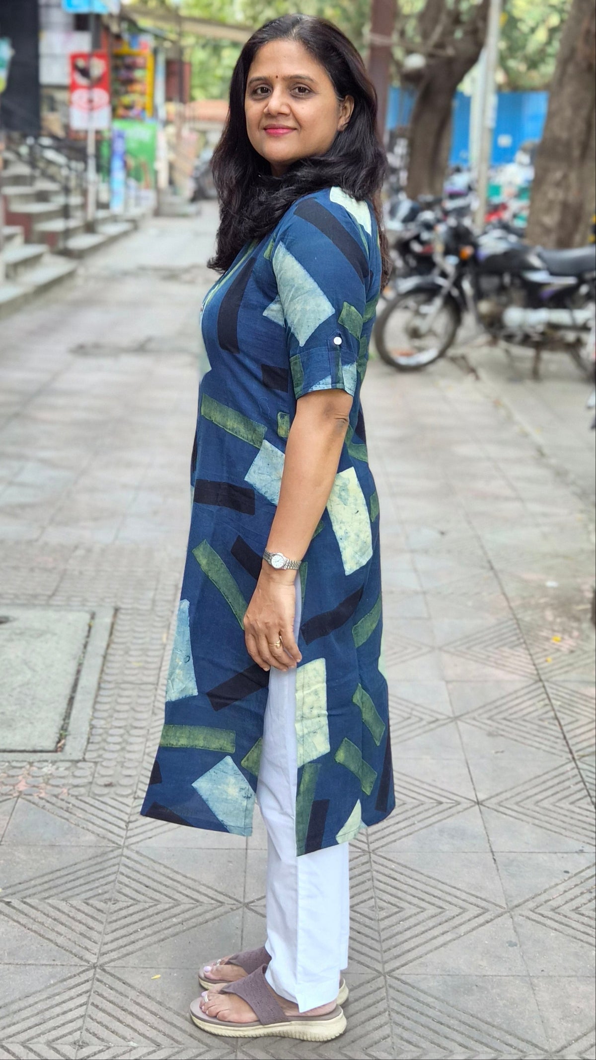 Indigo Handblock Ajrakh Cotton Kurta