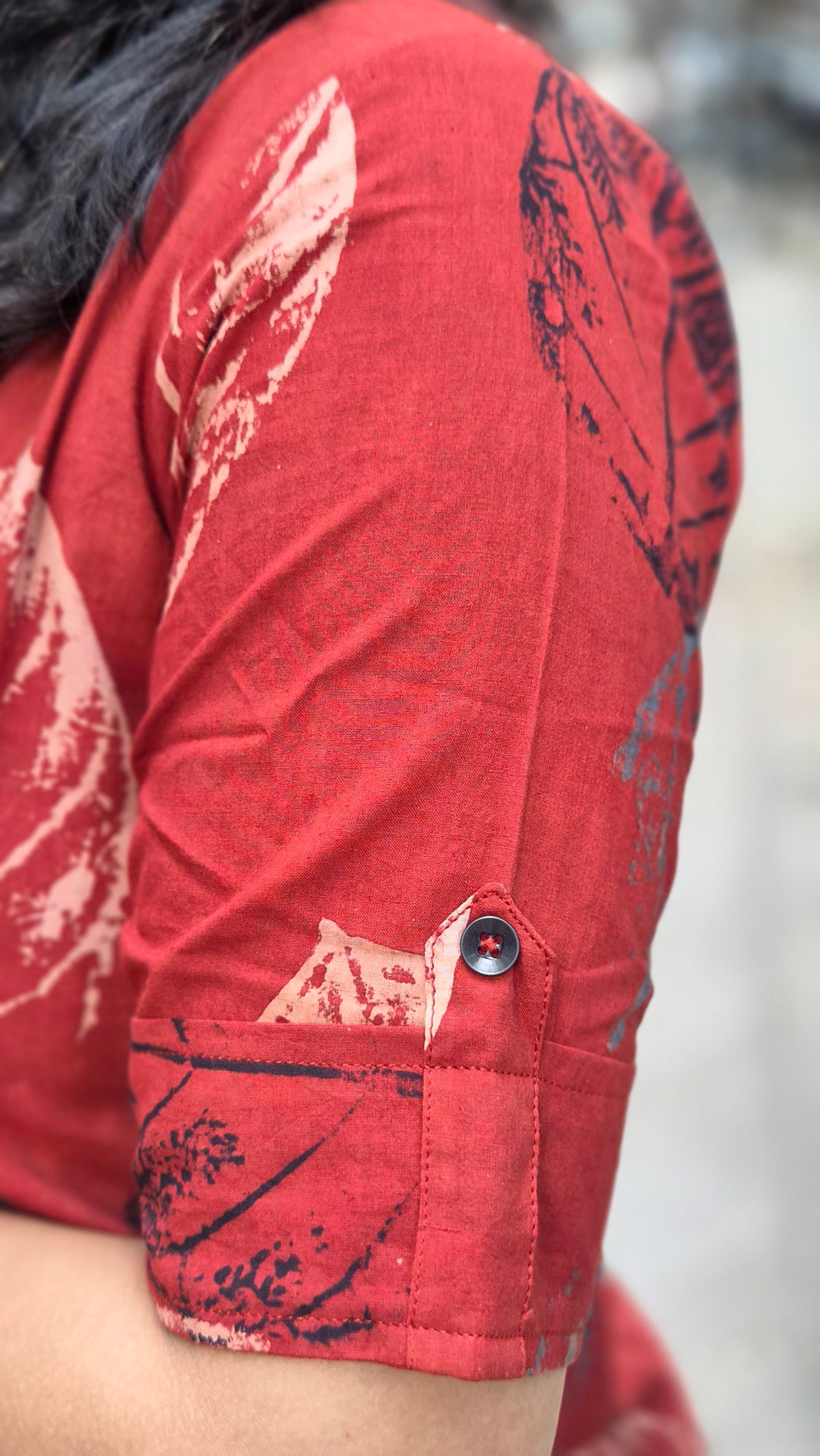 Maroon Handblock Ajrakh Cotton Kurta