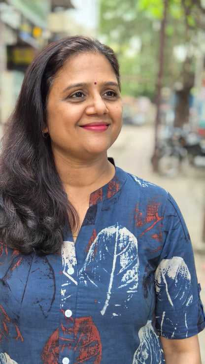 Indigo Handblock Ajrakh Cotton Kurta