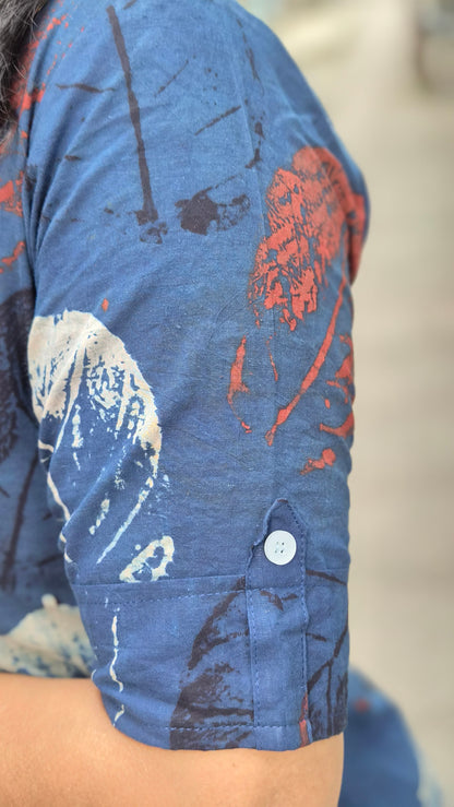 Indigo Handblock Ajrakh Cotton Kurta