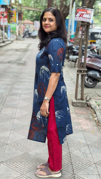 Indigo Handblock Ajrakh Cotton Kurta