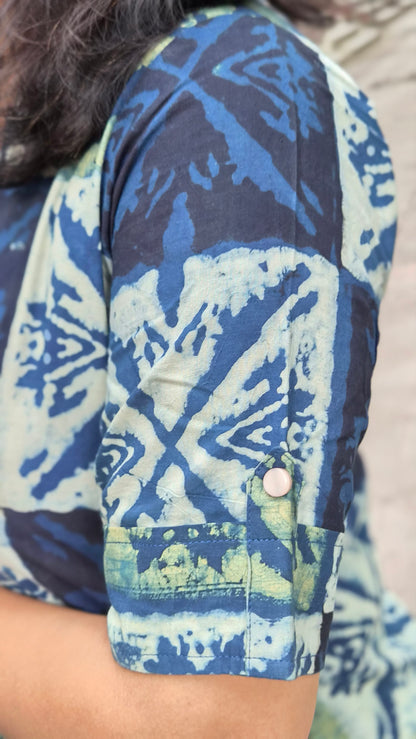 Indigo Handblock Ajrakh Cotton Kurta