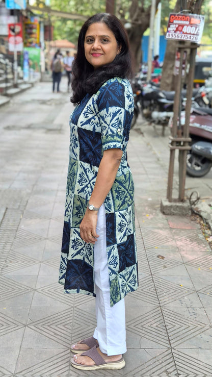 Indigo Handblock Ajrakh Cotton Kurta