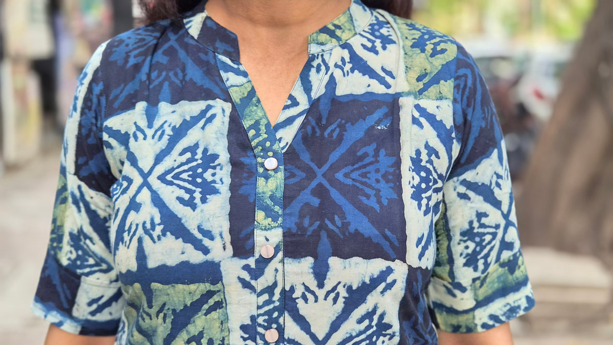 Indigo Handblock Ajrakh Cotton Kurta