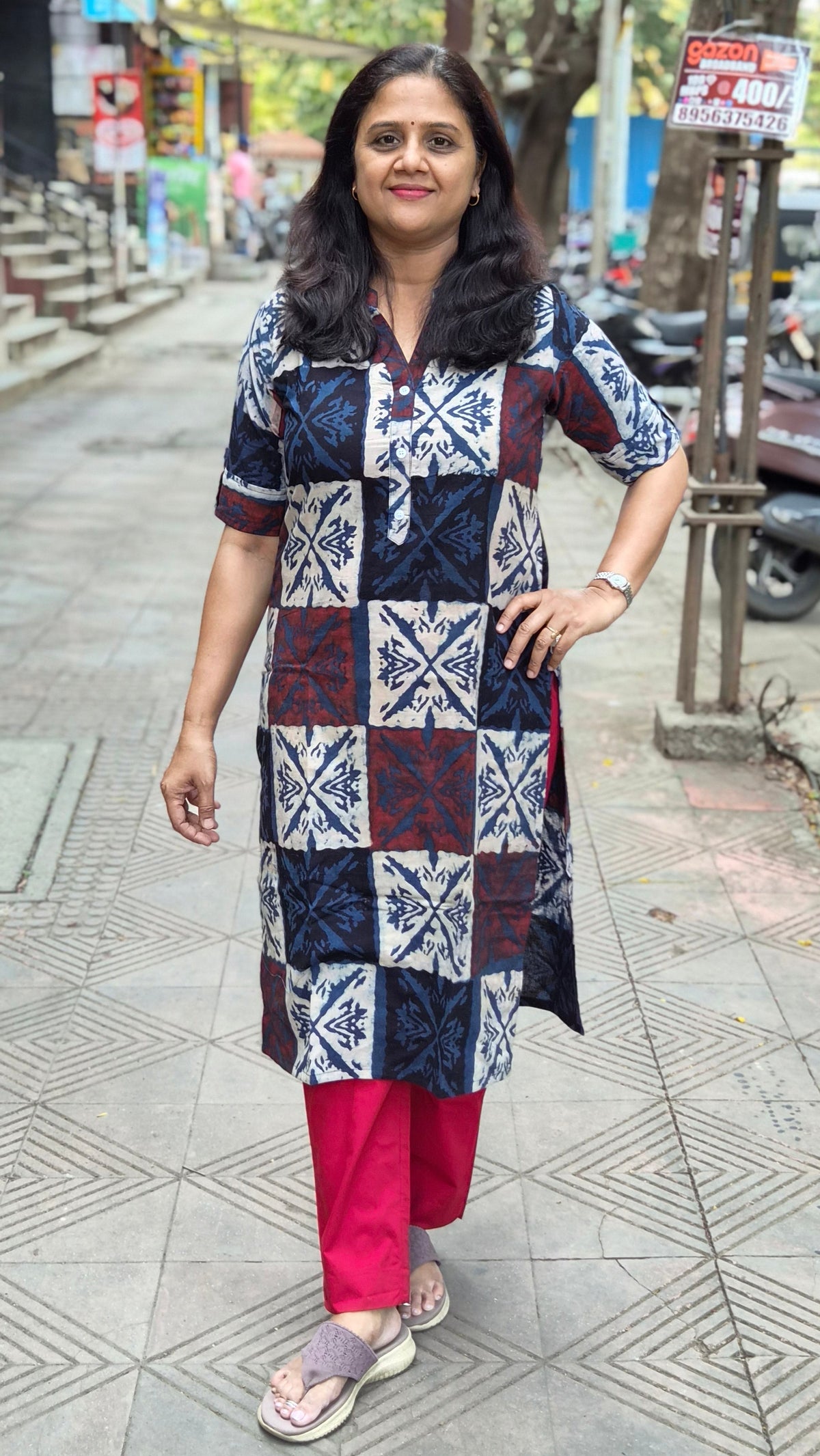 Indigo Handblock Ajrakh Cotton Kurta