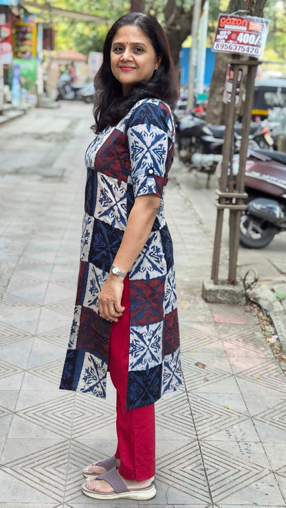 Indigo Handblock Ajrakh Cotton Kurta