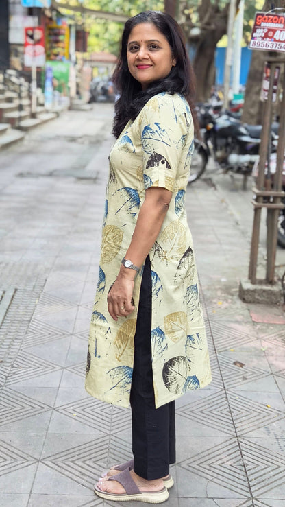 Off White Handblock Ajrakh Cotton Kurta