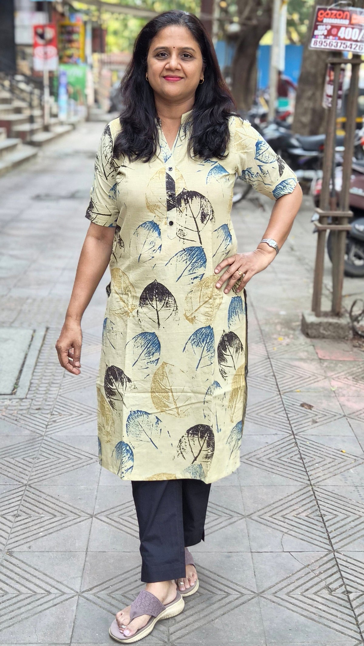 Off White Handblock Ajrakh Cotton Kurta