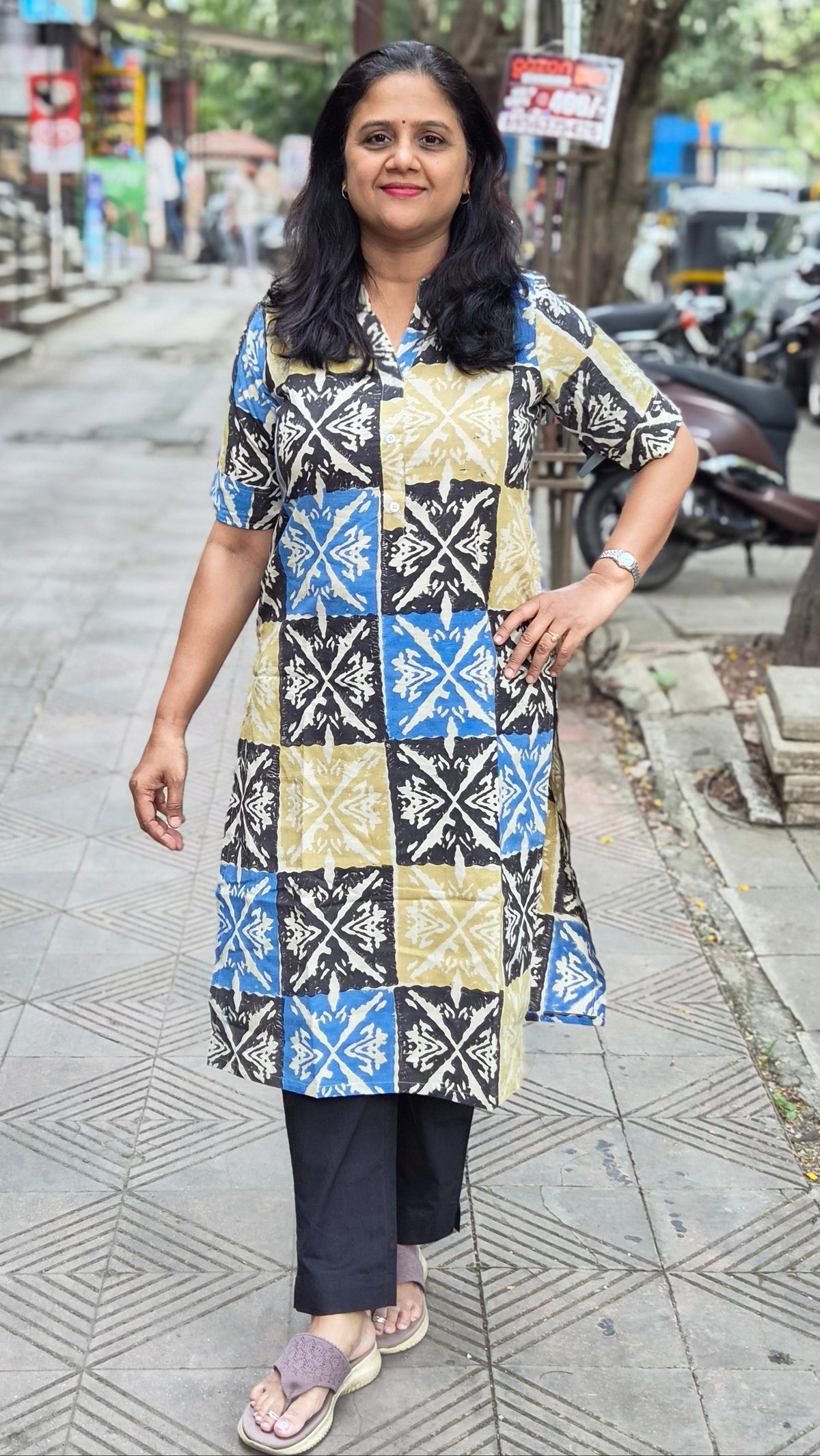 Off White Handblock Ajrakh Cotton Kurta