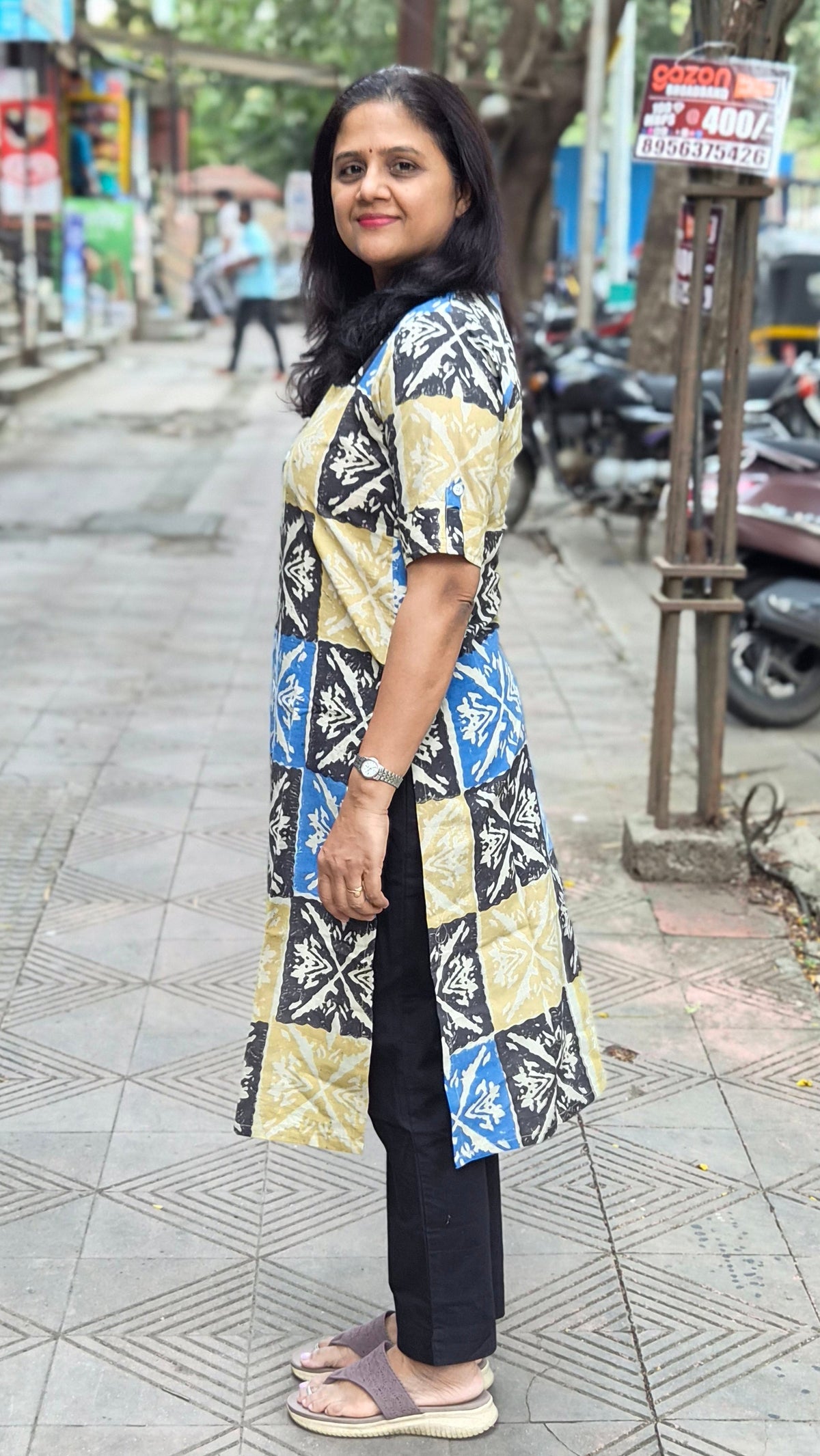 Off White Handblock Ajrakh Cotton Kurta