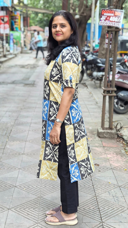 Off White Handblock Ajrakh Cotton Kurta