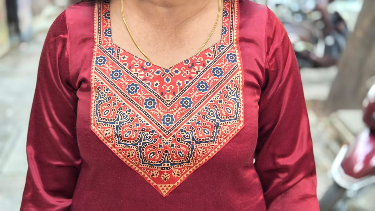 Maroon  Mashru Silk Short Top