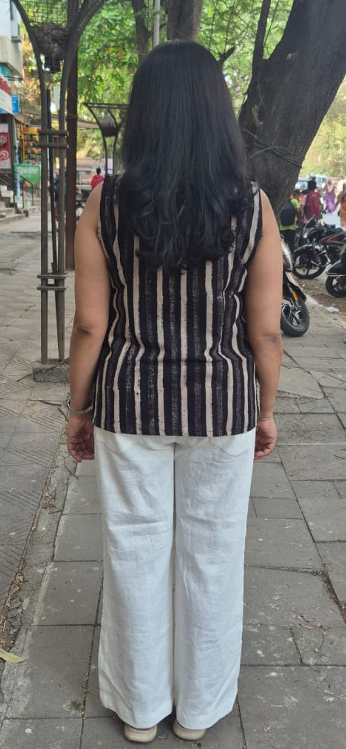 Black Block Printed Slub Ajrakh Shirt