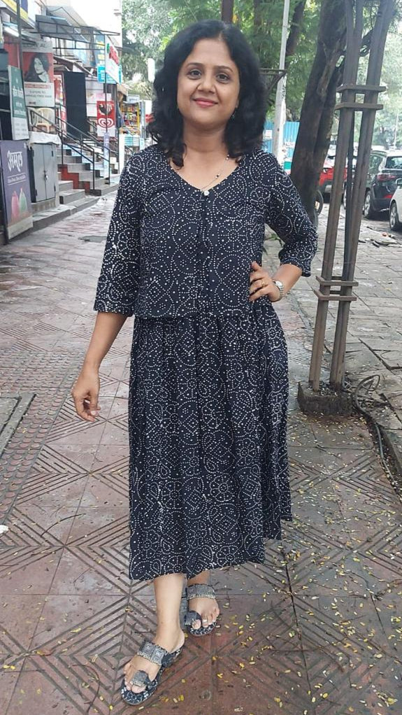 Black Handblock Printed spaghetti one piece with Jacket