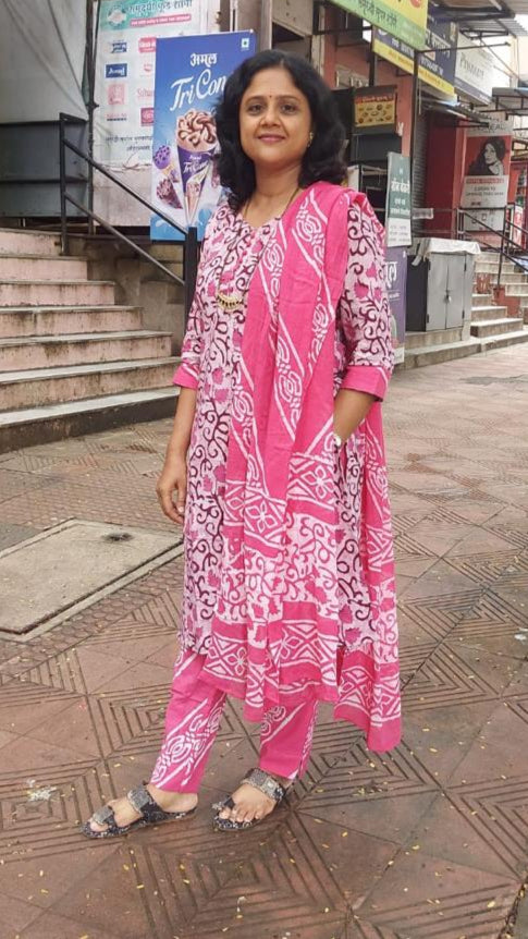 pink Pure Batik Cotton Full Suit With Dupatta