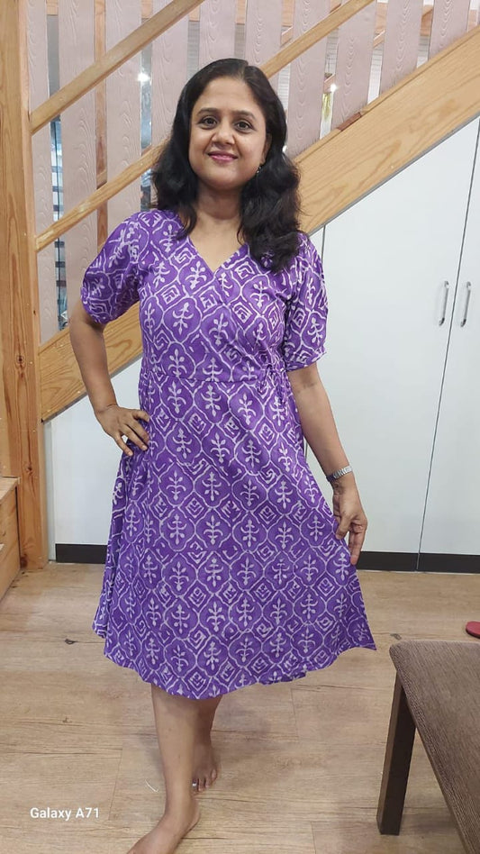 Purple Wraparound One Piece Dress
