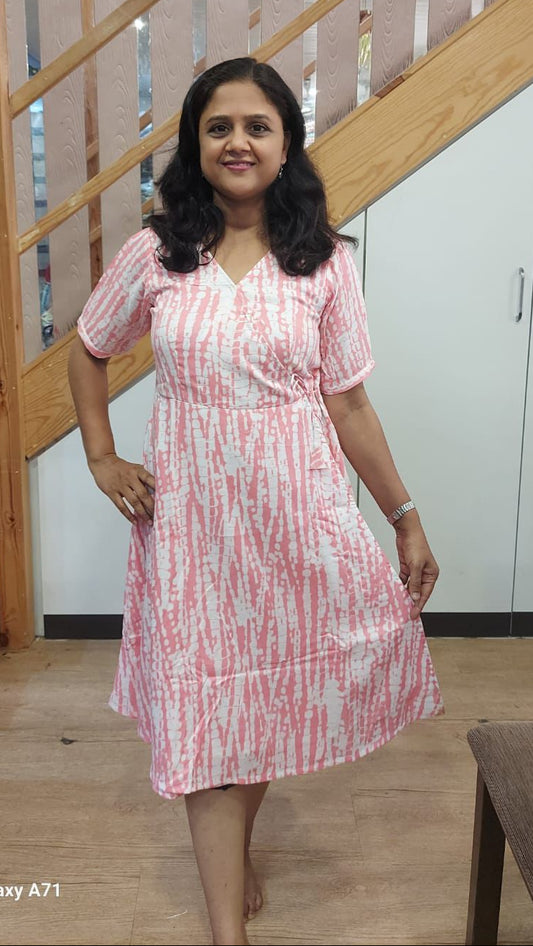Baby Pink Wraparound One Piece Dress