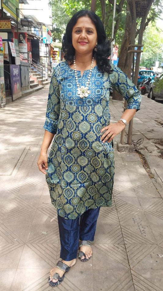 Indigo Modal Ajrakh Kurta