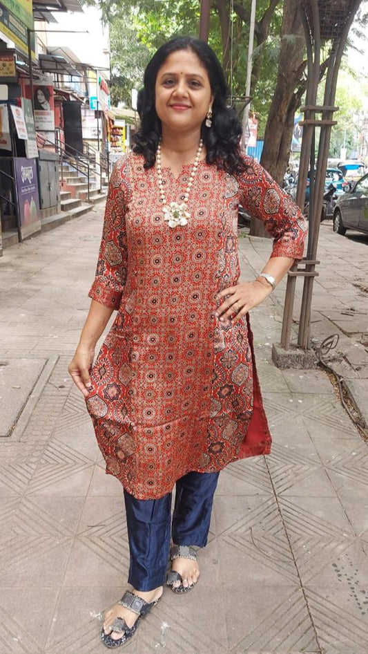 Maroon Modal Ajrakh Kurta
