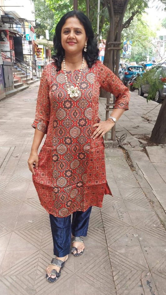 Maroon Modal Ajrakh Kurta