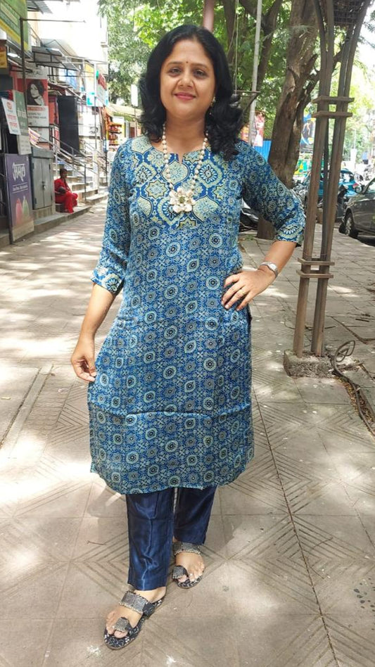 Indigo Modal Ajrakh Kurta