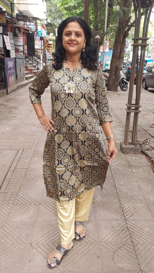 Golden Modal Ajrakh Kurta