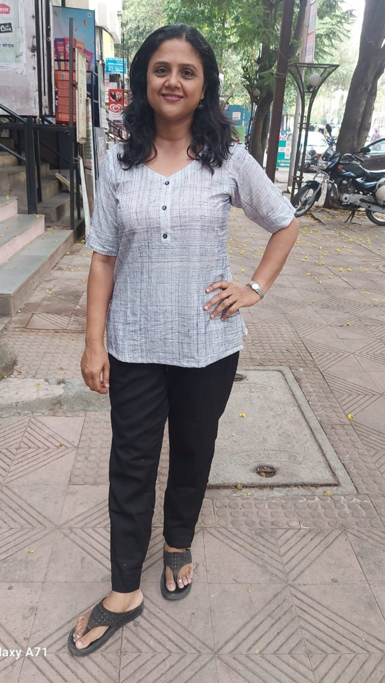 Blue Brush Ajrakh Short Top