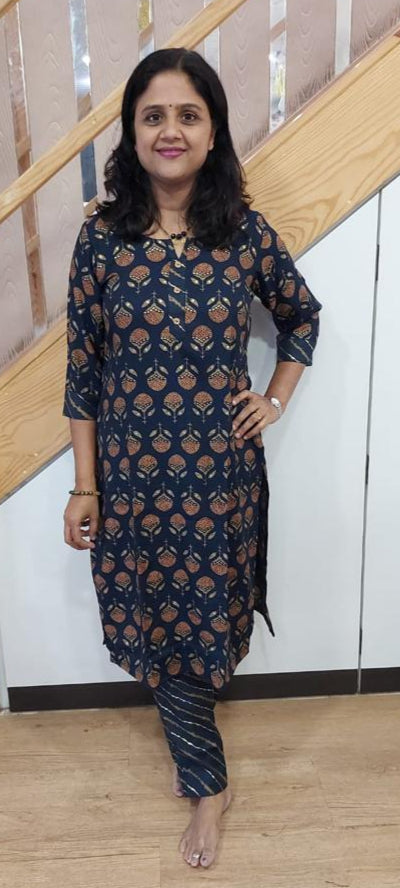 Nevy Blue Rayon Flex Kurta with Pant