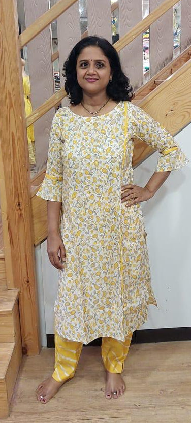 Yellow Muslin Full suit (Kurta with Pant)