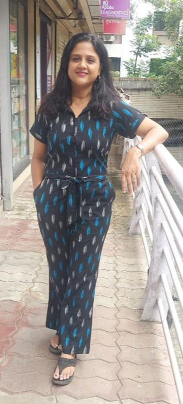 Black Pure Ikkat Jumpsuit