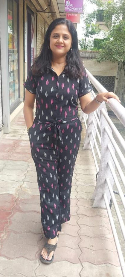 Black Pure Ikkat Jumpsuit