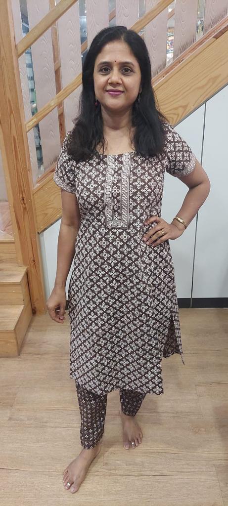 Brown Pure Cotton Kurta With Pant