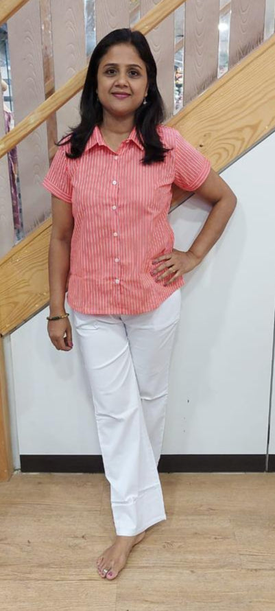 Peach Pure Cotton Half Shirt