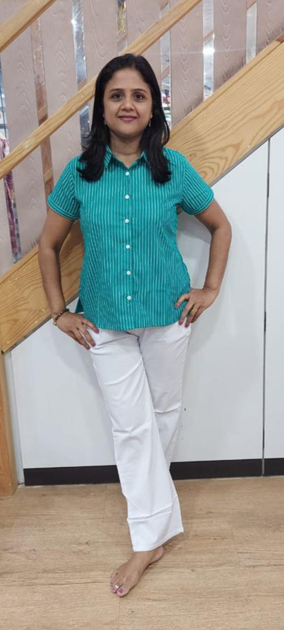 Rama Green Pure Cotton Half Shirt