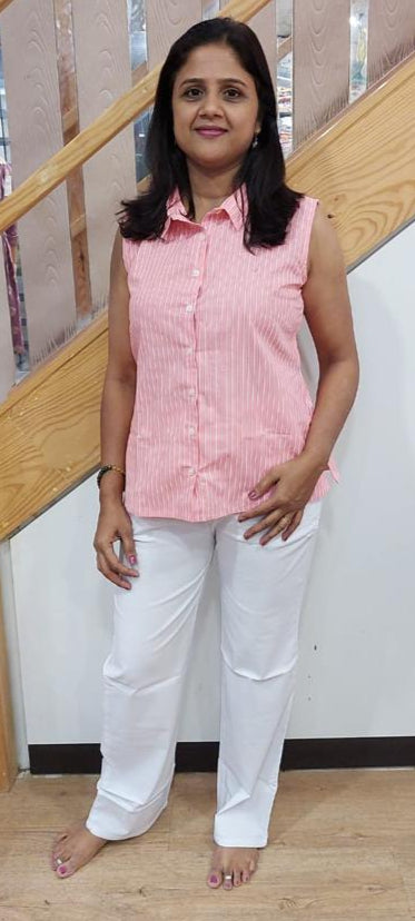 Beby Pink Pure Cotton Sleeveless Shirt