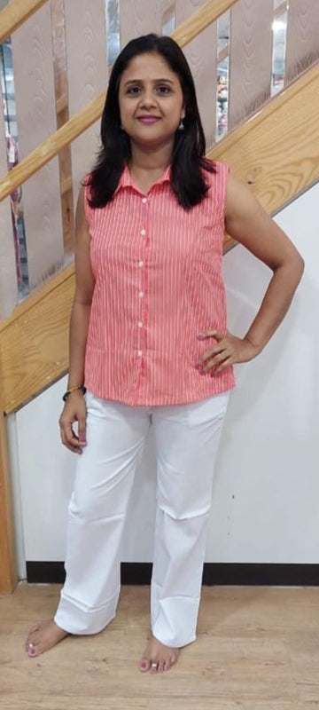 Peach Pure Cotton Sleeveless Shirt