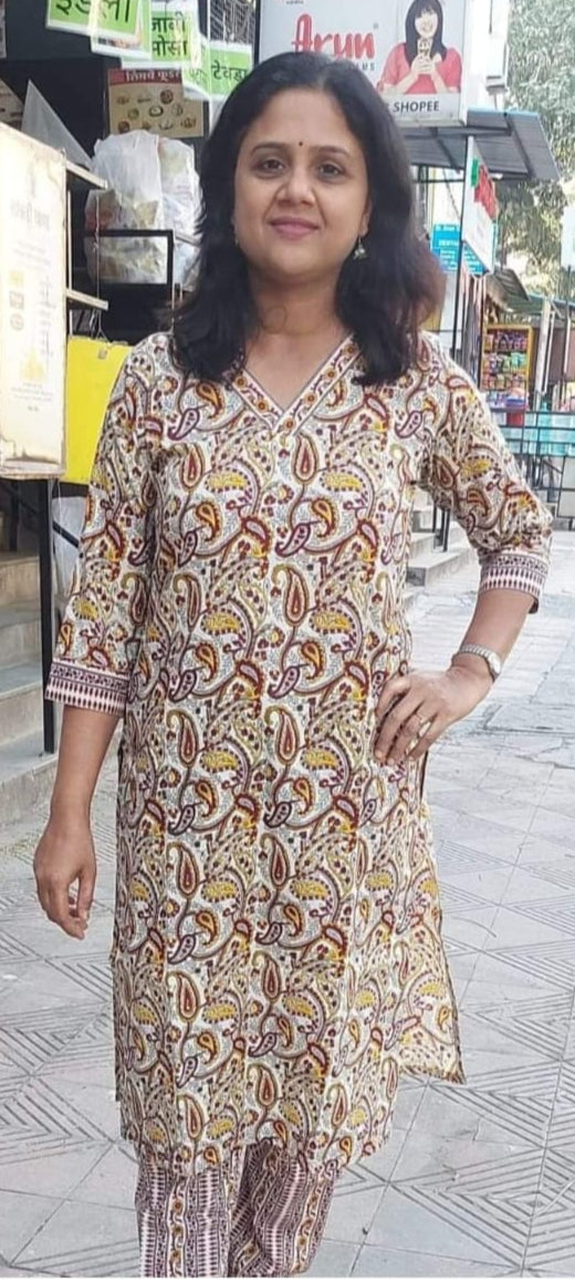 Off White Pure Cotton Kurta With Pant