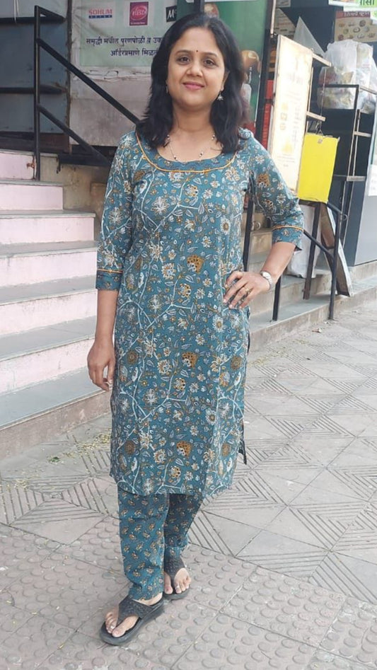 Slate Pure Cotton Kurta With Pant