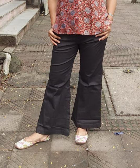 Black Cotton Lycra Bell Bottoms stretchable Pant
